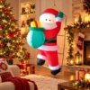 Praznična figura Deda Mraz na merdevinama visine 120 cm za razigranu božićnu i novogodišnju atmosferu