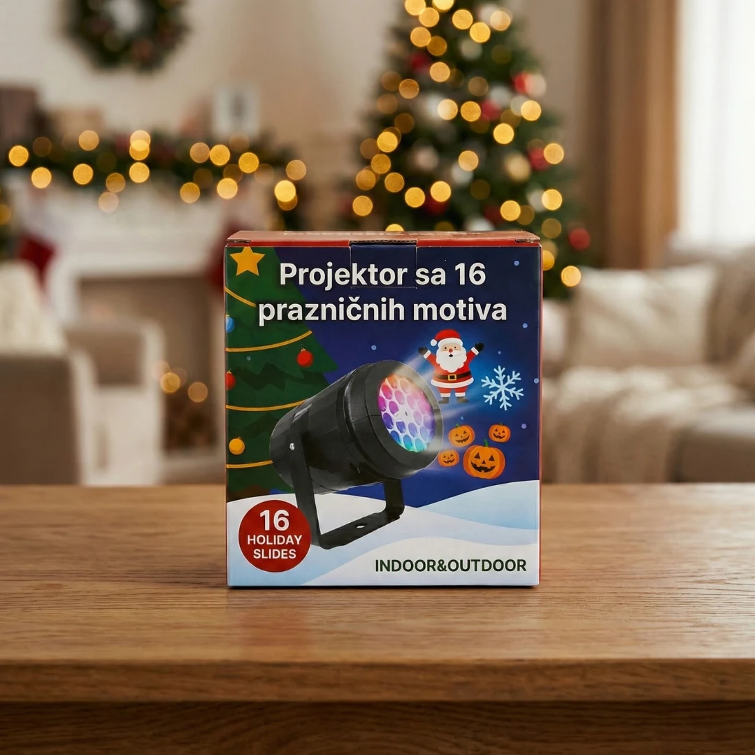 Novogodišnji projektor – fotografija 7 Projektor sa prazničnim motivima unosi novogodišnji sjaj u dom, lokal ili prostor ispod nadstrešnice