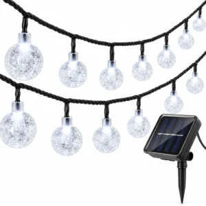Bele lampice sa kuglicama sa 20 LED svetala za praznično ukrašavanje ograde, terase ili dvorišta