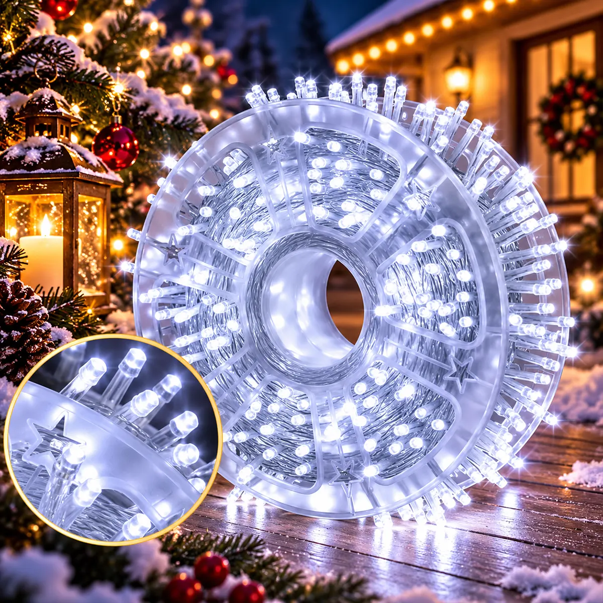 Bele sijalice kotur 100m za dekoraciju sa 500 LED svetala za praznično osvetljenje unutrašnjeg prostora