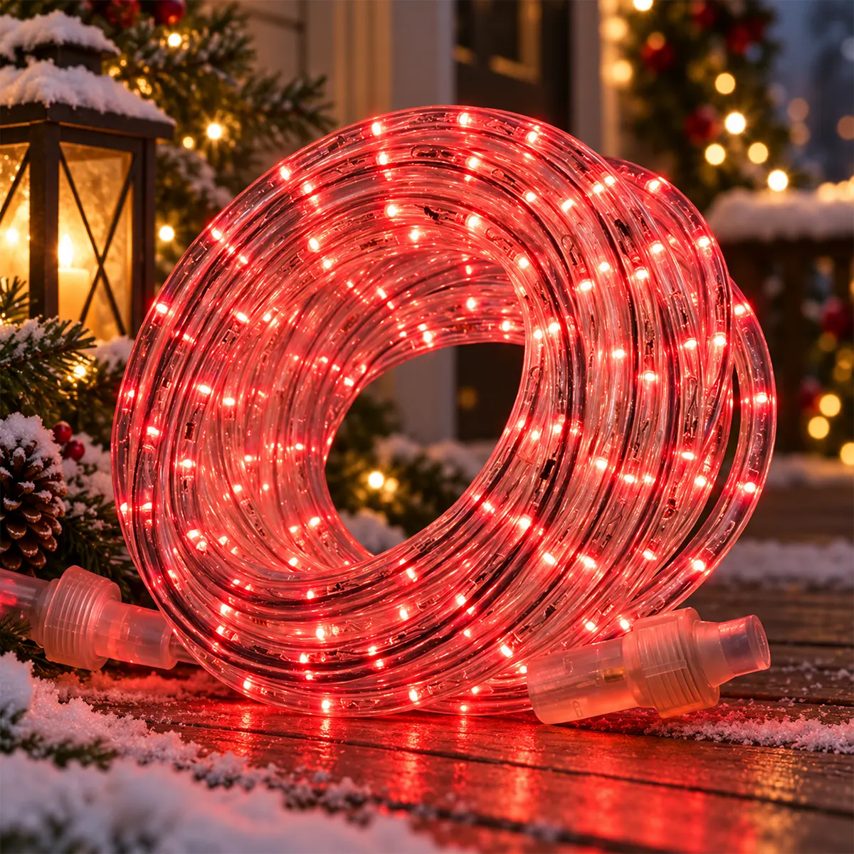 crveno_led_crevo_20m_za_praznicni_prostor LED crevo za ukrašavanje dužine 20m sa stabilnom crvenom svetlošću za božićne i novogodišnje dekoracije