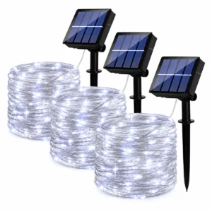 Novogodišnje solarne lampice bele 30m daju dug svetlosni niz za ograde, pergole i praznično zelenilo