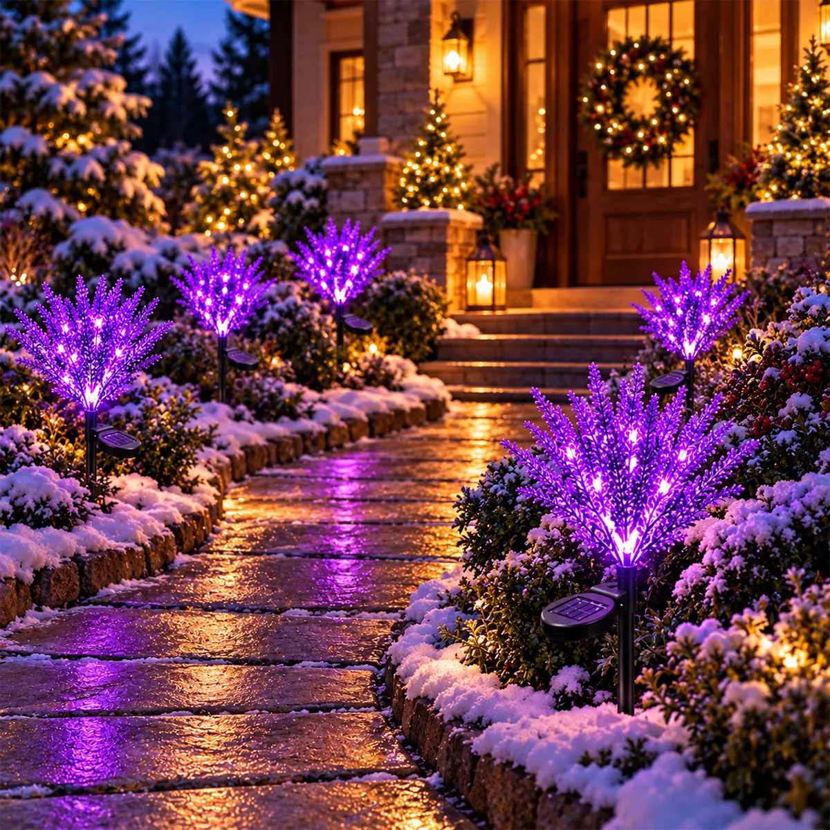 solarna_lampa_za_dvoriste_ljubicasta_lavanda Ukrasna ljubičasta lampa za dvorište daje cvetni svetlosni detalj uz stazu, terasu ili zelenilo