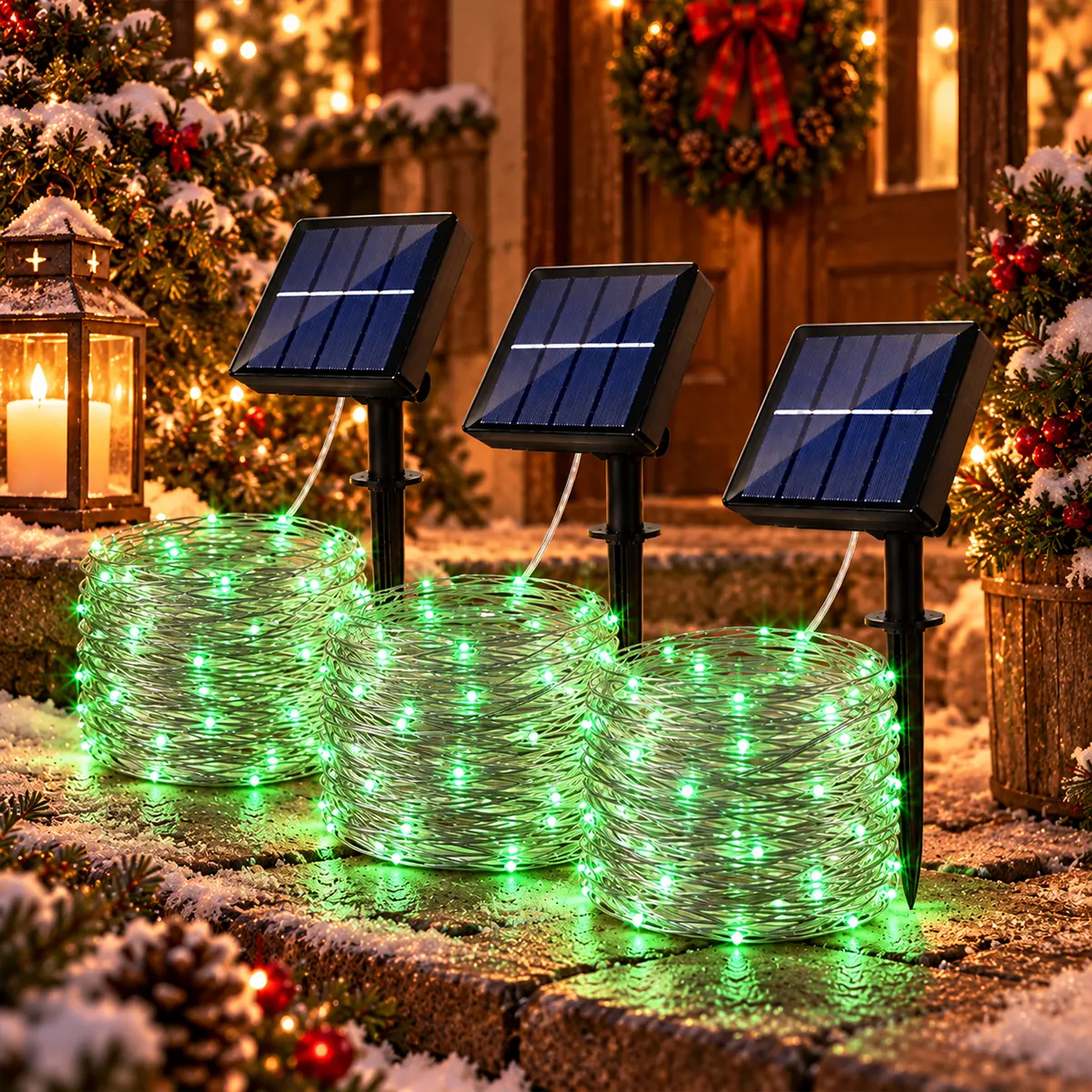 solarni_niz_sa_300_lampica_za_dvoriste Solarne lampice 300 LED sa zelenom svetlošću stvaraju bogat svetlosni efekat na velikim površinama