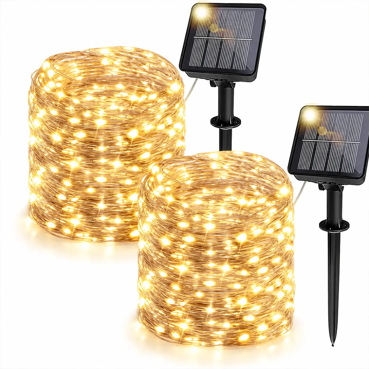 Žute solarne LED lampice 20m daju prijatno toplo svetlo za ogradu, zelenilo i praznični prostor