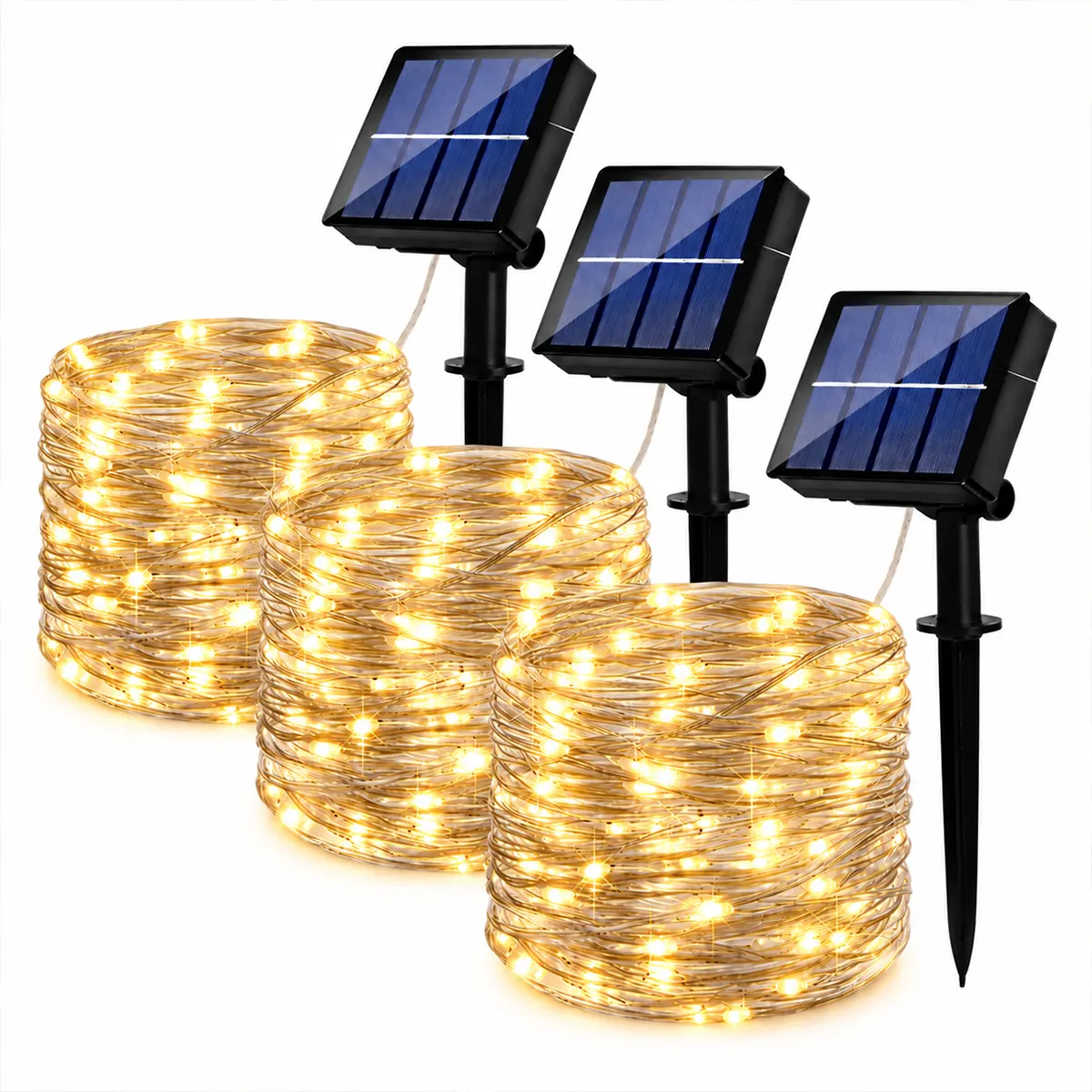Žute solarne LED lampice 30m daju prijatnu toplu svetlost za ogradu, pergolu i praznično dvorište